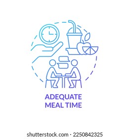 Adequate meal time blue gradient concept icon. School nutrition for better mental health abstract idea thin line illustration. Lunch period. Isolated outline drawing. Myriad Pro-Bold font used