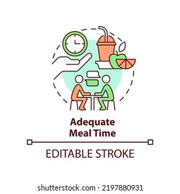 Adequate Meal Time Concept Icon. School Nutrition For Better Mental Health Abstract Idea Thin Line Illustration. Isolated Outline Drawing. Editable Stroke. Arial, Myriad Pro-Bold Fonts Used