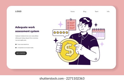 Adequate work assessment system. Advantage of key performance indicators implementation. Company management and business strategy development. Flat vector illustration