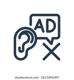 Ad-Free Listening for Audio Streaming Vector Icon