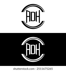 ADH logo design, ADH simple and modern logo. ADH luxurious alphabet design