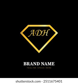 ADH logo design, ADH simple and modern logo. ADH luxurious alphabet design