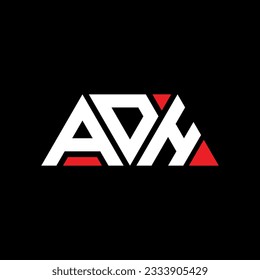 ADH triangle letter logo design with triangle shape. ADH triangle logo design monogram. ADH triangle vector logo template with red color. ADH triangular logo Simple, Elegant, and Luxurious design.