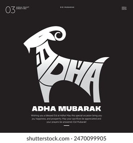 Adha Mubarak Goat made of Letters