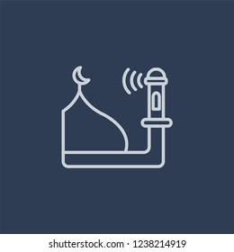Adhan Call icon. Trendy flat vector line Adhan Call icon on dark blue background from Religion  collection. 