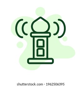 Adhan call outline vector icon. Thin line call to prayer icon. Vector simple element illustration