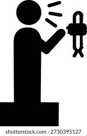 Adhan Llamada a la oración Icono de la mezquita islámica y símbolos de muezzin, grupo de Ilustraciones vectoriales planas, agregar Azan, minarete, tiempo de oración, adoración musulmana, icono negro