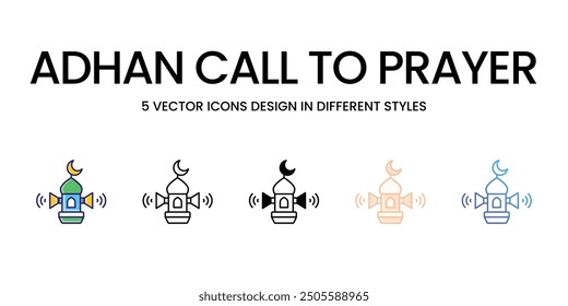 Adhan Call to Prayer icons vector set stock illustration