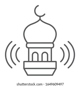 Adhan call thin line icon, ramadan and religion, mosque sign, vector graphics, a linear pattern on a white background, eps 10