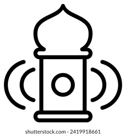 Icono Adhan con estilo de contorno. Adecuado para el diseño de sitios web, logotipo, aplicación e interfaz de usuario. En función del tamaño del icono en general, se puede reducir.