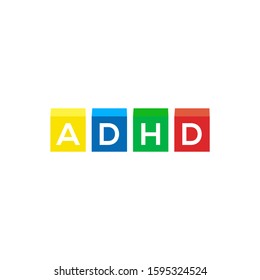 ADHD Attention Deficit Hyperactivity Disorder. Medical Icon Product Label And Logo Graphic Template. Isolated Vector Illustration