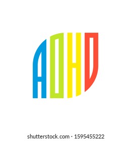 ADHD Attention Deficit Hyperactivity Disorder Vector. Logo Templete For Heaith Industrial.