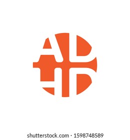 ADHD Attention Deficit Hyperactivity Disorder. Medical Icon Product Label And Logo Graphic Template. Isolated Vector Illustration