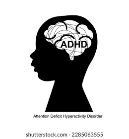 ADHD, Attention Deficit Hyperactivity Disorder child icon, vector illustration