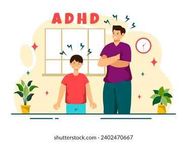 TDAH o déficit de atención Hiperactividad Trastorno de la hiperactividad Ilustración con niños Comportamiento Impulsivo e Hiperactivo en Salud Mental y Psicología