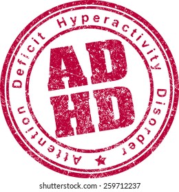 ADHD (Attention Deficit Hyperactivity Disorder) rubber stamp.