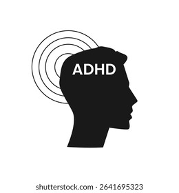 ADHD Attention disorder human head silhouette. Vector illustration. 