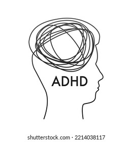ADHD Attention disorder. Prevent ADHD. Vector stock illustration.