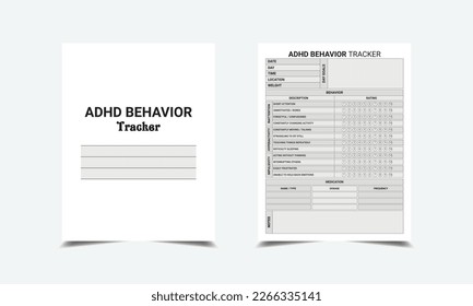 ADHD Behavior Tracker logbook planner template design for Low content KDP interior