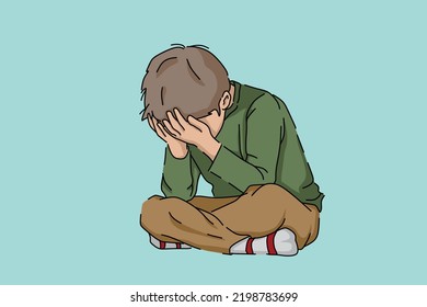 ADHD child. The boy is confused about something. Flat Image