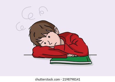 ADHD child. Boys are tired of doing schoolwork. Prevent ADHD.