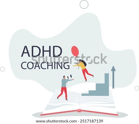 ADHD coaching or learning how to deal with mental problem.flat design with people.