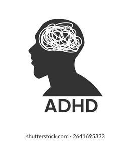 ADHD concept with head silhouette. Vector.