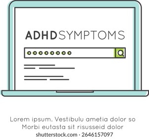 ADHD Diagnosis Symptoms Checklist Focus Distraction Neurodivergent Brain Mental Health Vector Flat Minimalist Clipart Stress Overwhelm Line Art  Executive Dysfunction Icon