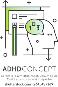 ADHD Focus Distraction Neurodivergent Brain Fog Mental Health Vector Flat Minimalist Clipart Time Management Stress Overwhelm Line Art Productivity Executive Dysfunction Illustration