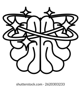 ADHD icon represented by brain, busy activity Line style.