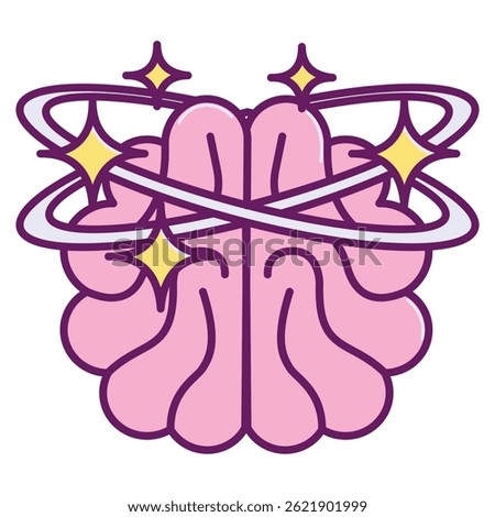 ADHD icon represented by brain, busy activity Lineal Color style.