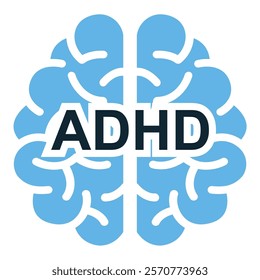 ADHD Icon Vector, Attention Deficit Hyperactivity Disorder Symbol, Minimalist Design | Mental Health Awareness Graphic, Editable Illustration for Digital Use, Therapy and Psychology