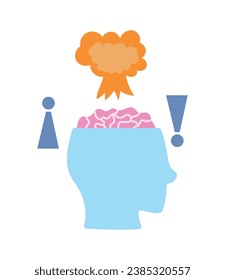 adhd-Illustration mit Personenprofil, Vektorgrafik einzeln