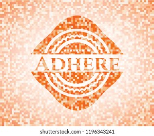 Adhere abstract orange mosaic emblem with background