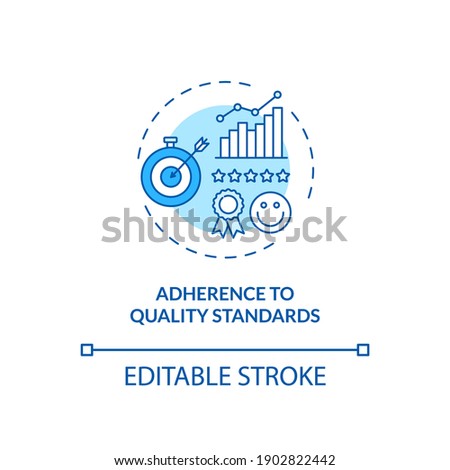 Adherence to quality standards concept icon. Staff training idea thin line illustration. Productivity level. Making improvements. Vector isolated outline RGB color drawing. Editable stroke