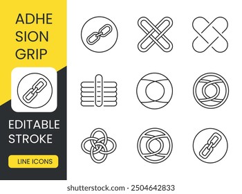 Adhesion line icon set vector with editable stroke.