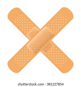 Adhesive bandage cross on white. Vector