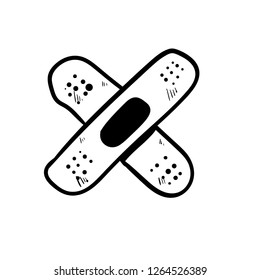 Adhesive bandage doodle drawing icon vector