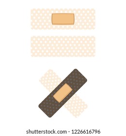 Adhesive bandage elastic medical plasters vector set. Illustration of medical plaster, elastic bandage patch