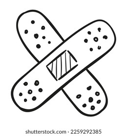 adhesive bandage. Hand drawn vector illustration