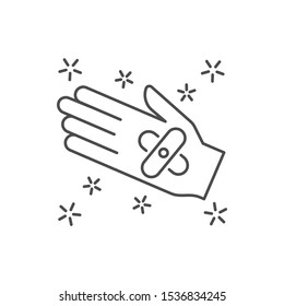 Adhesive bandage hand icon. Simple line, outline vector of hygiene icons for ui and ux, website or mobile application on white background