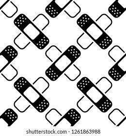 Adhesive Bandage Icon Seamless Pattern, Wound Dressing Vector Art Illustration