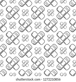 Adhesive Bandage Icon Seamless Pattern, Wound Dressing Vector Art Illustration