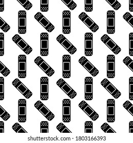 Adhesive Bandage Icon Seamless Muster, Wundbekleidung Vektorgrafik Illustration