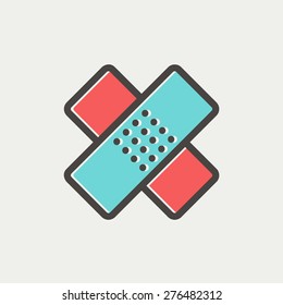 Adhesive bandage icon thin line for web and mobile, modern minimalistic flat design. Vector icon with dark grey outline and offset colour on light grey background.