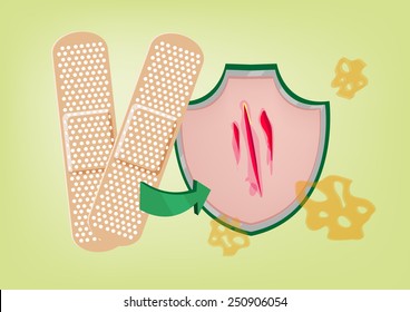 Vector de vendaje adhesivo que protege las heridas de la suciedad y los gérmenes