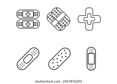 Adhesive Bandages Vector Icons for Medical and First Aid