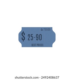 Adhesive blue paper price tag vector icon. Blank of best price label with inscription. Sticker of price reduction, limited stocks, sales, special offers and discounts. Minimalist glued coupon design