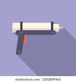 Vector plano del icono de pistola de gaulk adhesivo. Tubo de silicona. Casa de construcción
