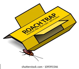 An Adhesive Cockroach Trap With A Visiting Cockroach.